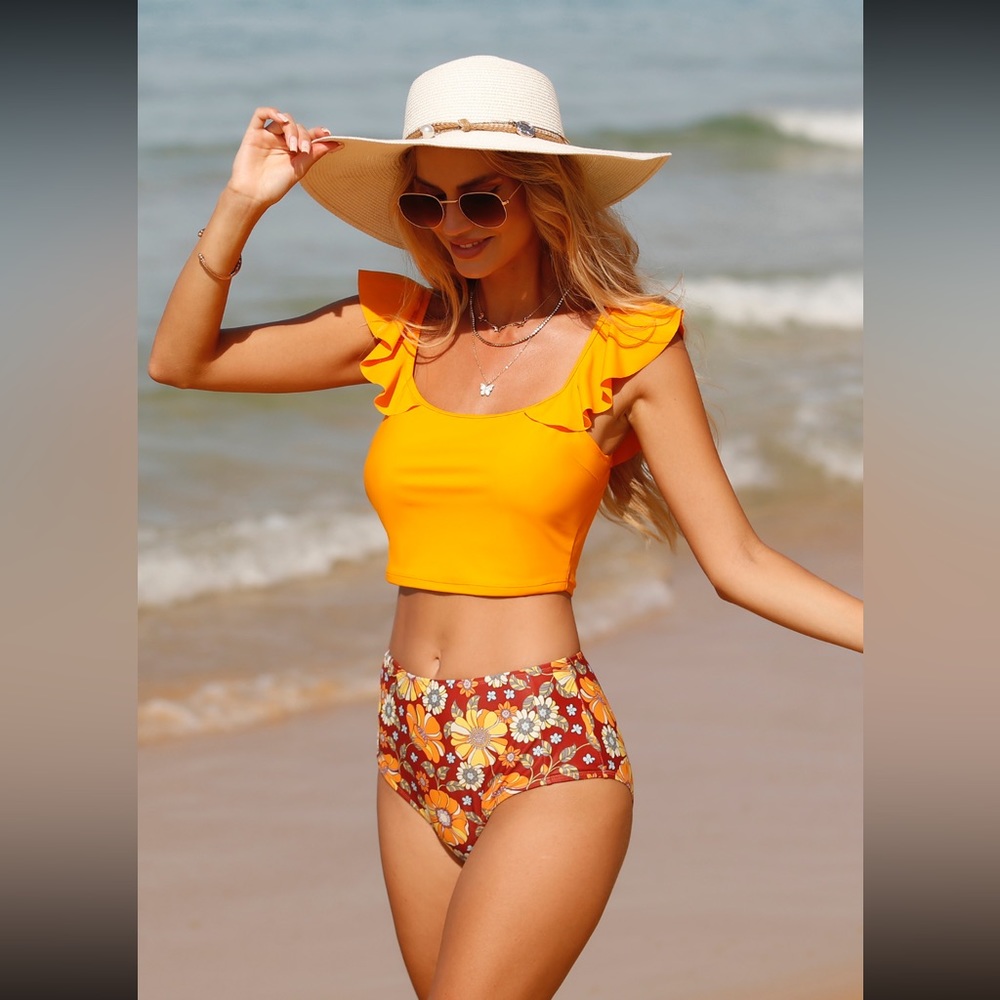 ☀️ 🌊 Adorable Ruffle Sleeve & High Waist Swimsuit 🌊☀️